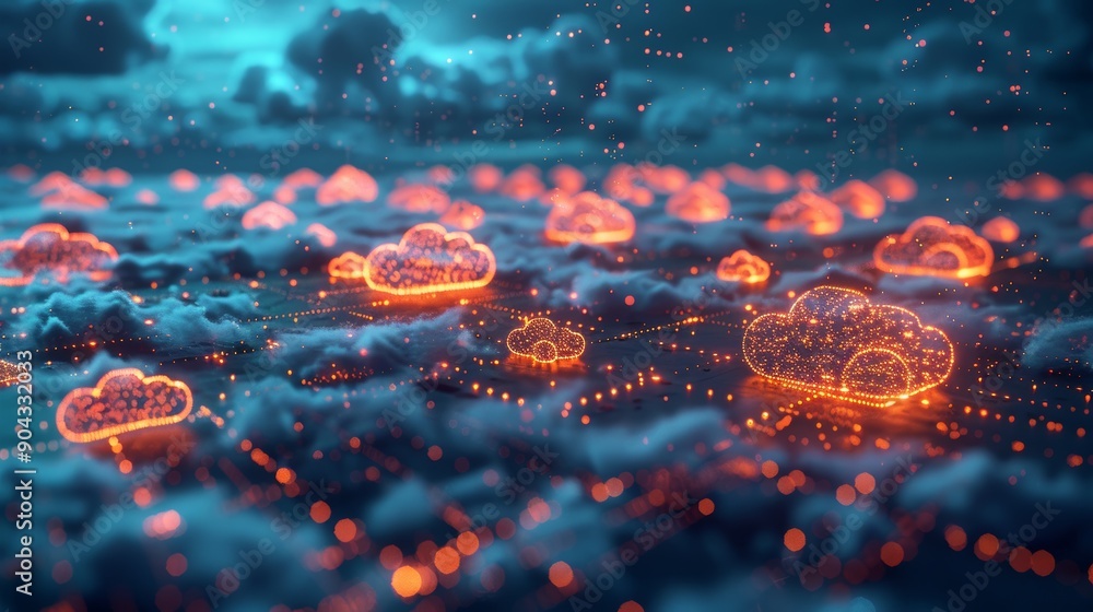 Poster a 3d illustration of interconnected clouds representing data integration and seamless connectivity i