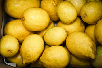 close-up image of fresh ripe lemons