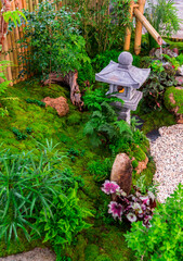 Minimal Japanese garden in home.