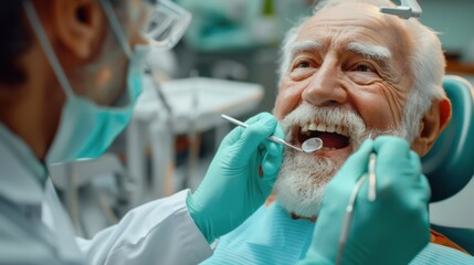 The elderly man at dentist