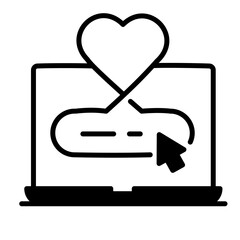 Online Donation Icon. Laptop with Cursor on Donation Button Icon. Transparent PNG Illustration for Fundraising Concept