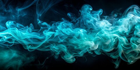Obraz premium Abstract Cyan Smoke Waves, Abstract, Background, Smoke, Design, Cyan Smoke Waves, abstract