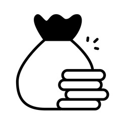 Wealth Icon. Moneybag with Coins Icon. Transparent PNG Illustration for Financial Concept