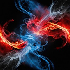 Abstract 3d rendering of a colorful smoke on a dark background