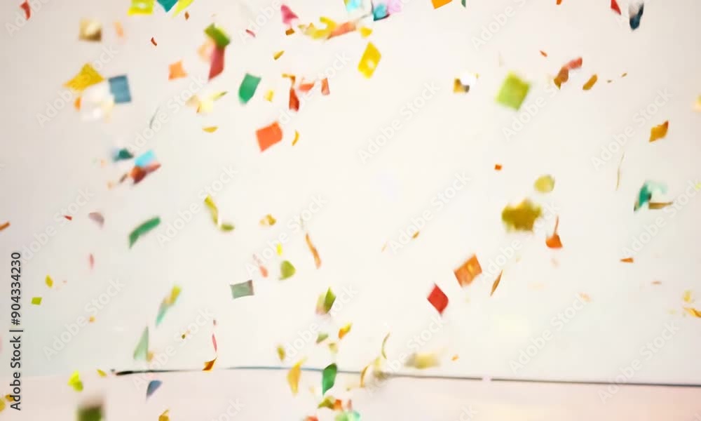 Canvas Prints A colorful explosion of confetti is flying through the air. The confetti is in various shapes and sizes, creating a festive and celebratory atmosphere. The scene is likely from a party or event