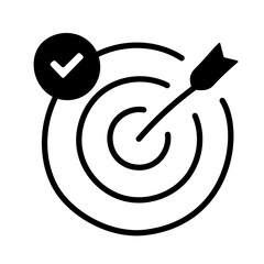 Target Bulls-Eye with Tick Icon. Accuracy and Success Icon. Transparent PNG Illustration for Achievement Concept