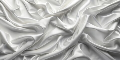Fototapeta premium Abstract White Satin Fabric Draped Smoothly, satin, fabric, texture, background