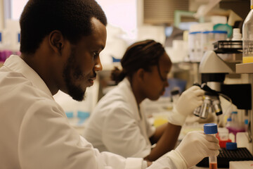 Fototapeta premium Scientists Conducting Research in Modern Laboratory Setting