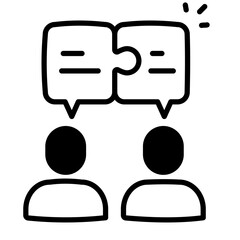 Communication Icon. Two Persons with Connected Chat Bubbles Icon. Transparent PNG Illustration for Interaction Concept
