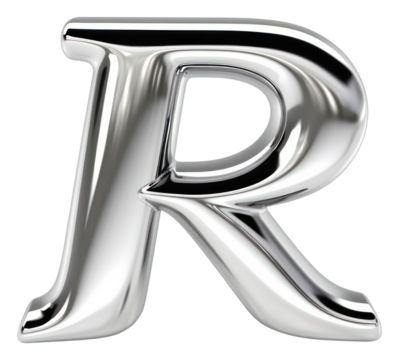 PNG R letter shape Chrome material text white background alphabet.