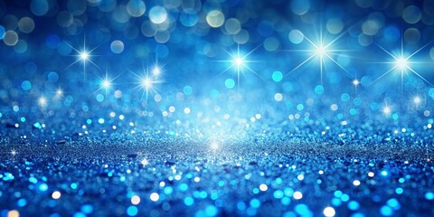 Obraz premium Blue Glitter Bokeh Lights, Abstract Background, Sparkle, Shine, Festive,