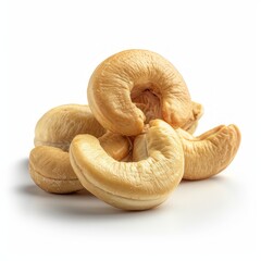 Fototapeta premium Medium shot of Cashew nut, isolated on a white background, bright and vivid tonality 