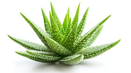 Fototapeta premium one single aloe vera plant on white background