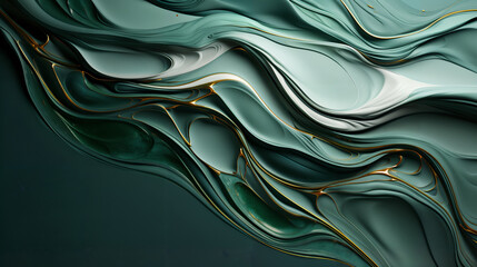 astarte.ai: Elegant Green and Gold Abstract Liquid Art