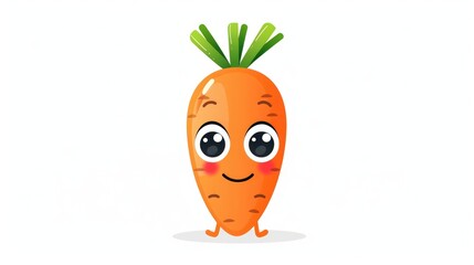 Cute Cartoon Carrot with Big Eyes and a Smile