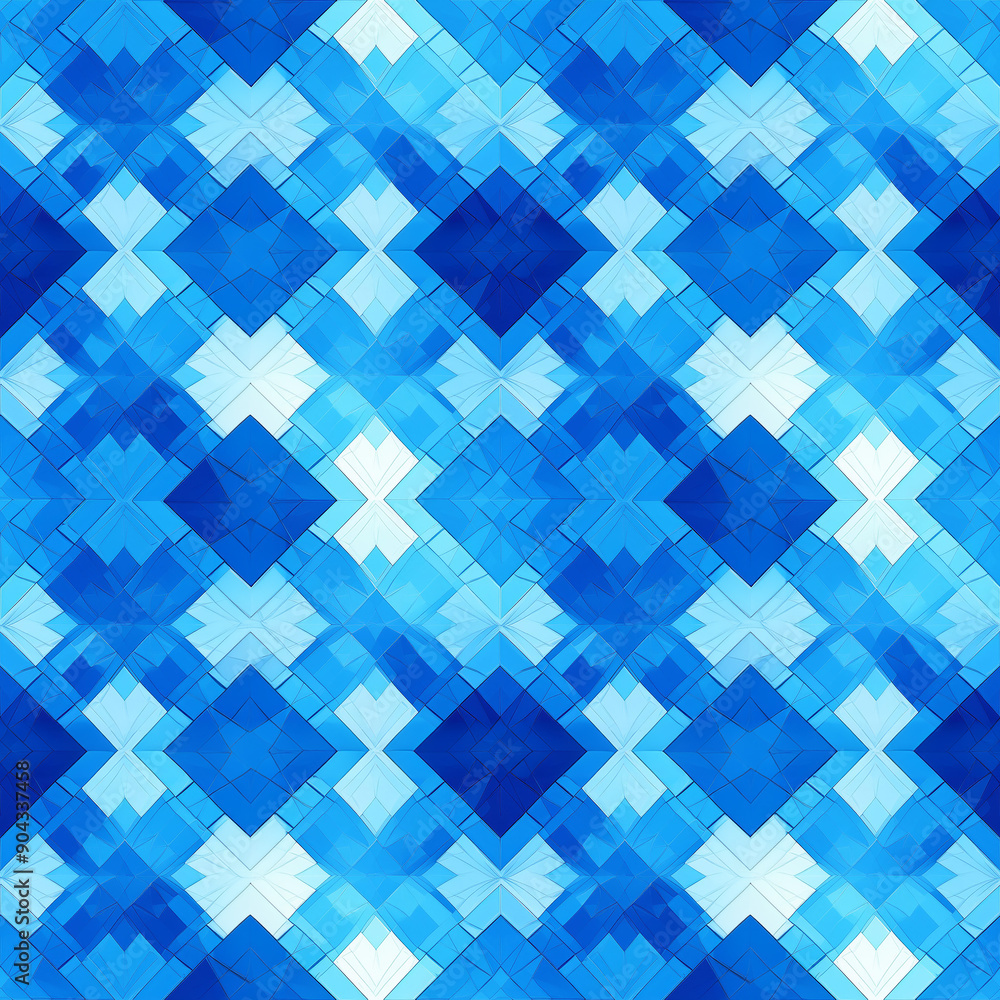 Poster vibrant blue geometric pattern on a textured background representing depth