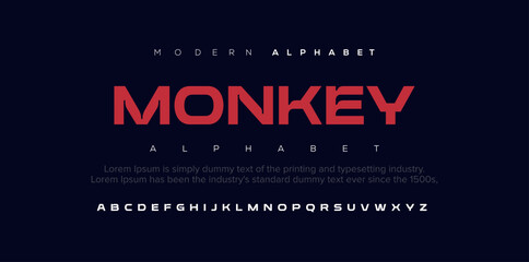 Monkey Trendy font. Minimalistic style alphabet. Decorative typeface. Letters for your design. Vector font