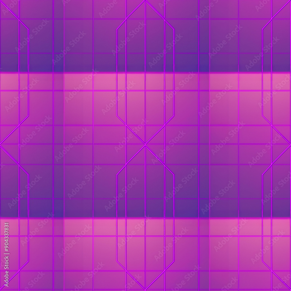 Poster abstract purple pattern with geometric shapes and grids in a symmetrical design