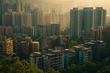 Fototapeta premium Bustling Metropolis at Dusk with High Rise Buildings and Urban Landscape