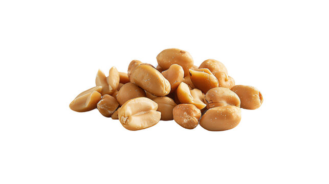 Pile of shelled peanuts on a transparent background, perfect for food-related designs