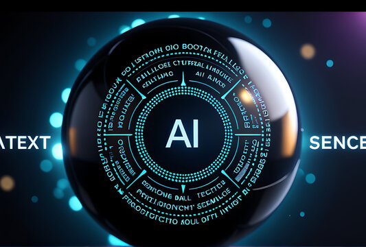 round ball ai text exemplifies artificial intelligence banner technology driven data science innovation cyberspace