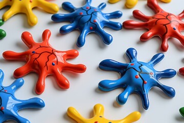 Colorful neuron models representing diverse synaptic connections ideal for neuroscience and cognitive function studies
