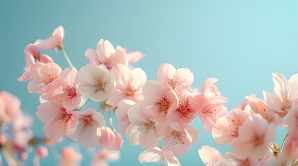 a close-up of cherry blossoms in full bloom against a clear blue sky. cherry blossom bloom, nature photography, springtime blossoms