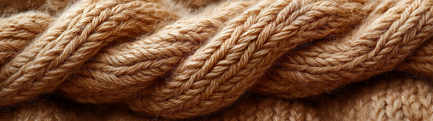 Fototapeta premium Cozy Knit Sweater: A detailed close-up of a cozy knit sweater, highlighting the texture of the yarn and the intricate knitting pattern.
