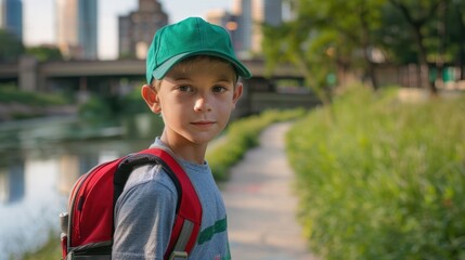 The boy with green cap