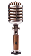 Fototapeta premium PNG Vintage microphone white background technology lighting.