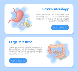 Obraz premium Medical Web Banner Design with Hospital Object Vector Template