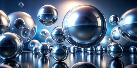 Metallic Spheres Abstract Composition, 3D Rendering, Abstract Background, Futuristic Design, Shiny Spheres , abstract art , digital art