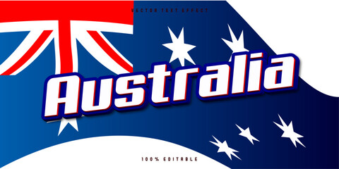 Editable text effect Australia, independence day text style