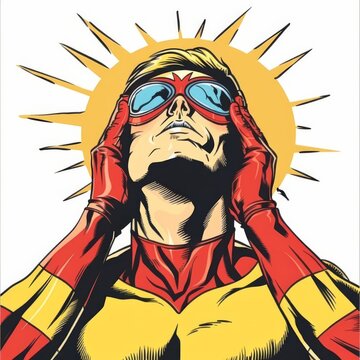 Superhero, with telekinetic powers, comic style, mental, isolated on white background