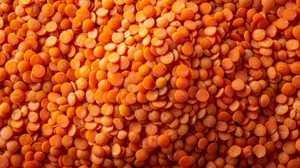 Fototapeta premium Close up view of red lentils showing texture and color variation