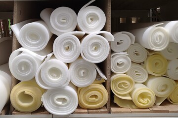 Polystyrene sealing foam in rolls for building and furniture material.