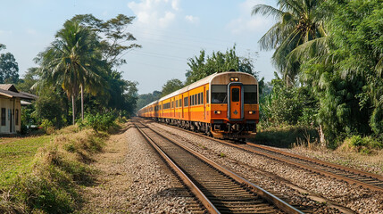 Obraz premium Thai train is running across the river.