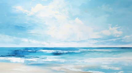 Abstract landscape art background with contemporary seascape in oil painting style featuring ocean and textured oil paint, ideal for modern art designs


