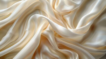 Fototapeta premium Elegant cream fabric texture with soft drapes and gentle waves