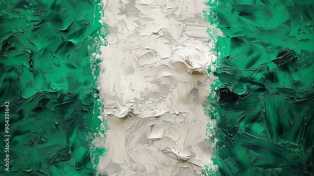 Poster this stylized version of the nigerian flag features bold and dynamic lines, showcasing the vertical 