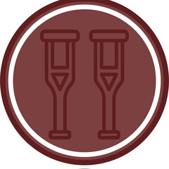 Crutches Vector Line Double Circle Maroon