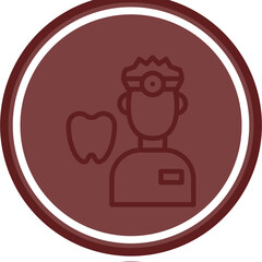 Dentist Vector Line Double Circle Maroon