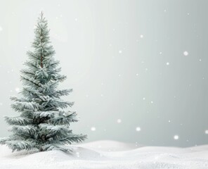 spruce in snow with space for text.