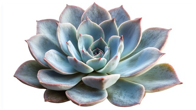one single succulent echeveria plant on white background