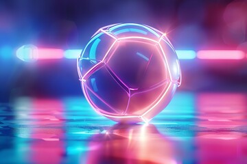 Football ball object in the abstract background light. Generative Ai