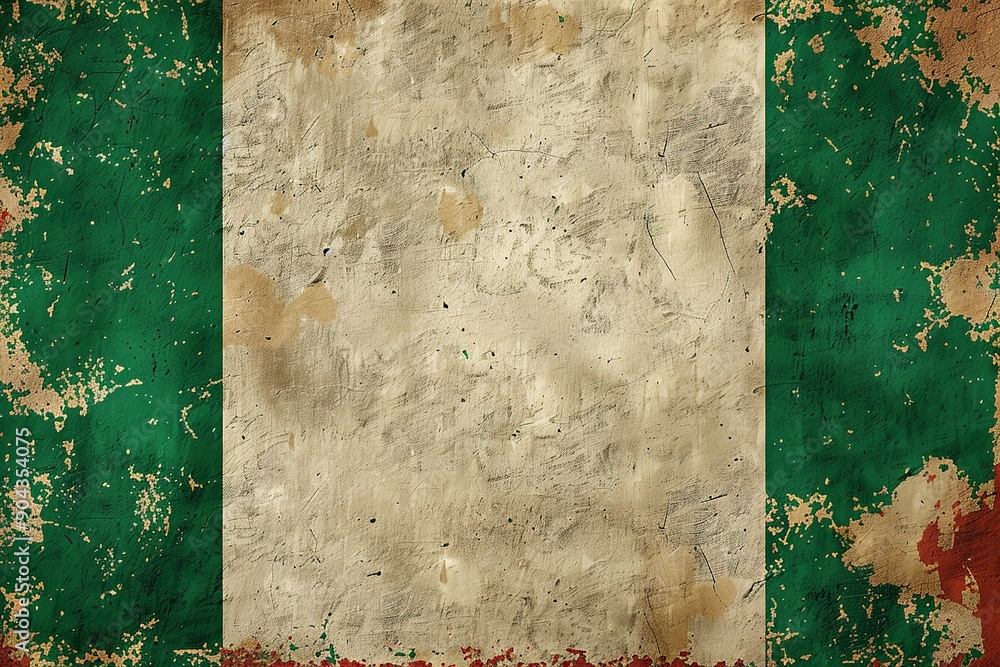 Poster this stylized version of the nigerian flag features bold and dynamic lines, showcasing the vertical 