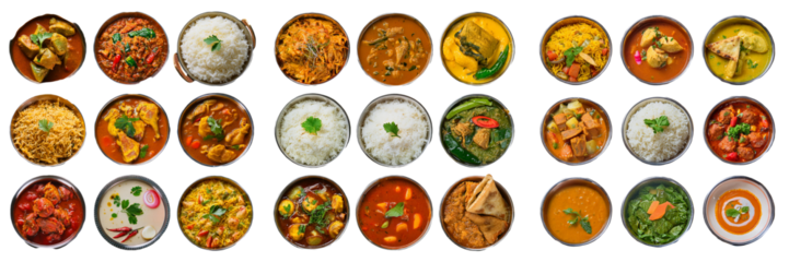 Indian Food Dishes Arranged in Bowls