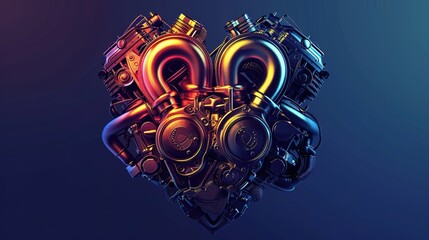 style image of 3d heart shaped car engine 