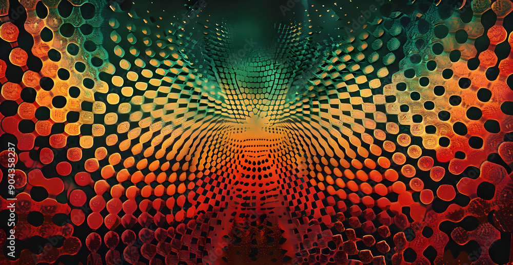Poster a colorful abstract painting with many dots and lines