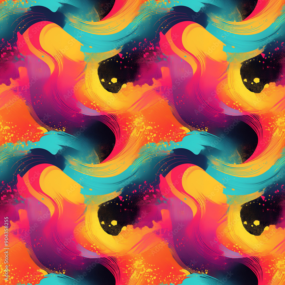 Poster vibrant abstract swirls in vivid colors creating dynamic visual patterns